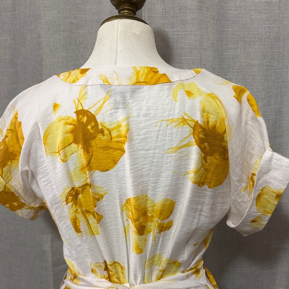Simply Vera | Vera Wang-Rayon Blend Dress-Popover-Pockets-Ties-Yellow/White-XS - Picture 10 of 16